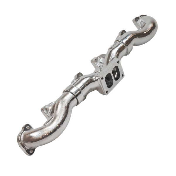 The Series 60 Non-EGR Exhaust Manifold has been designed to maximize the exhaust air flow to reduce turbo lag time and reduce exhaust temperatures. Stock and other manufacturers fall short as their design constricts the airflow increasing the turbo response time. Hard angles and rough surfaces can increase swirl rates and friction, increasing the exhaust temperatures putting more risk on the engine. Lower quality exhaust manifolds from a competitor or stock can weaken over time as the manifold expands and contracts it will develop cracks and even flake. During the design process of the Series 60 Non-EGR Exhaust manifold each port has been analyzed and tested to provide a balanced flow to the turbocharger. The diameter of the runners has been designed to produce, on average, a 20% airflow increase over a stock manifold. The gradual angles of the manifold have been built to reduce swirl rate resulting in cooler exhaust temperatures by 75-100 degrees. PDI manifolds are a big part in maintaining the best exhaust pressure to boost pressure ratios which will provide the potential for increased fuel economy. At PDI, we use only the best material for our products. We use a superior grade of High Silicon with Molybdenum Ductile Iron (HSMD) that eliminates weak points such as warping, cracking, and center divider failure from heat erosion. This material, combined with a redesign of the mounting surfaces, eliminates common failures due to a fatigued manifold. The Series 60 Non-EGR Exhaust Manifold has been so well designed it has a 2yr unlimited mile warranty. Available for 1994-2003 Detroit Series 60 Engines.